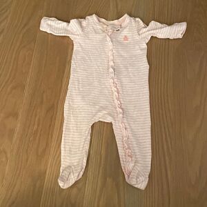 Gap first favorites pink and white stripe pajama onesie 0-3M